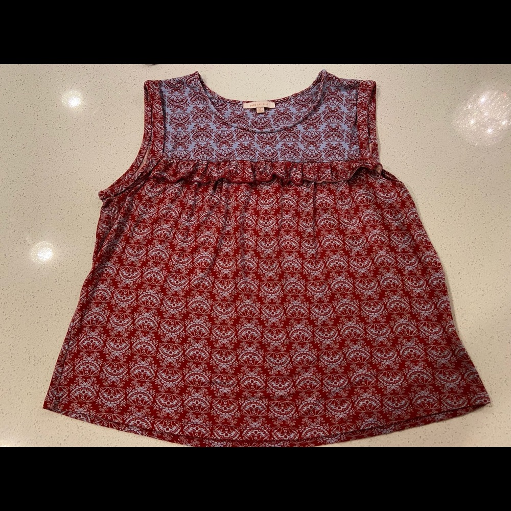 Skies Are Blue Petite Ruffle Knit Sleeveless Top—like new!